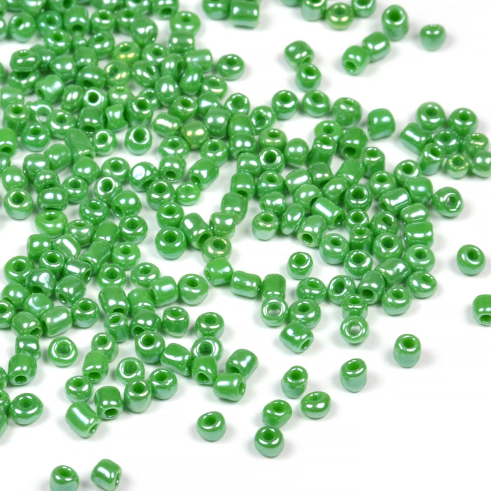 Seed Beads, 2mm, lustered green, 30g