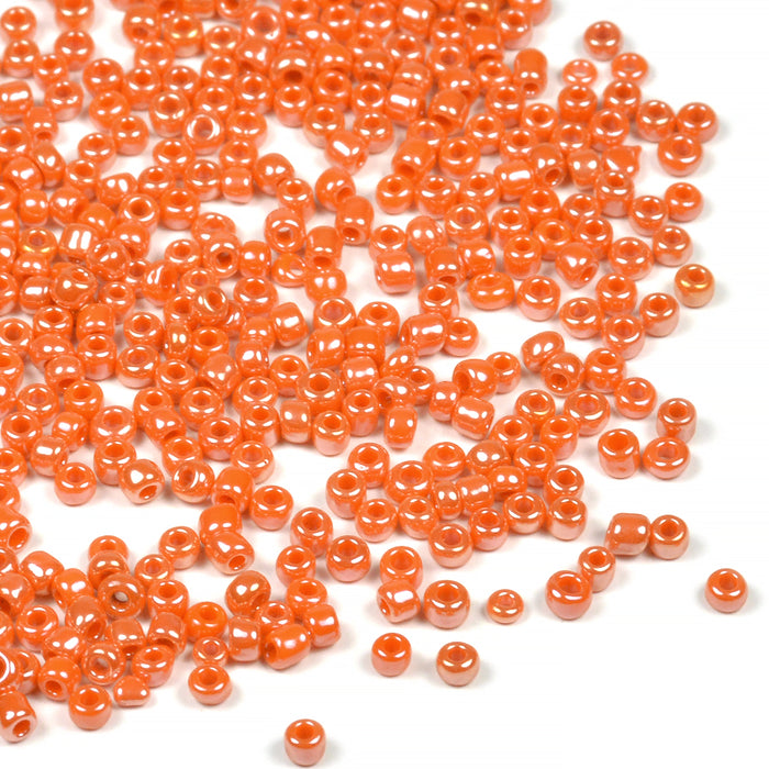 Seed Beads, 2mm, lustered orange, 30g