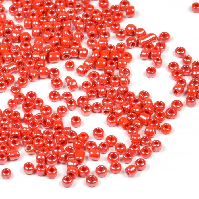 Seed Beads, 2mm, lustered red, 30g