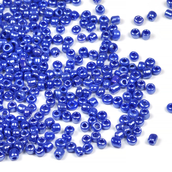 Seed Beads, 2mm, lustered marinblå, 30g