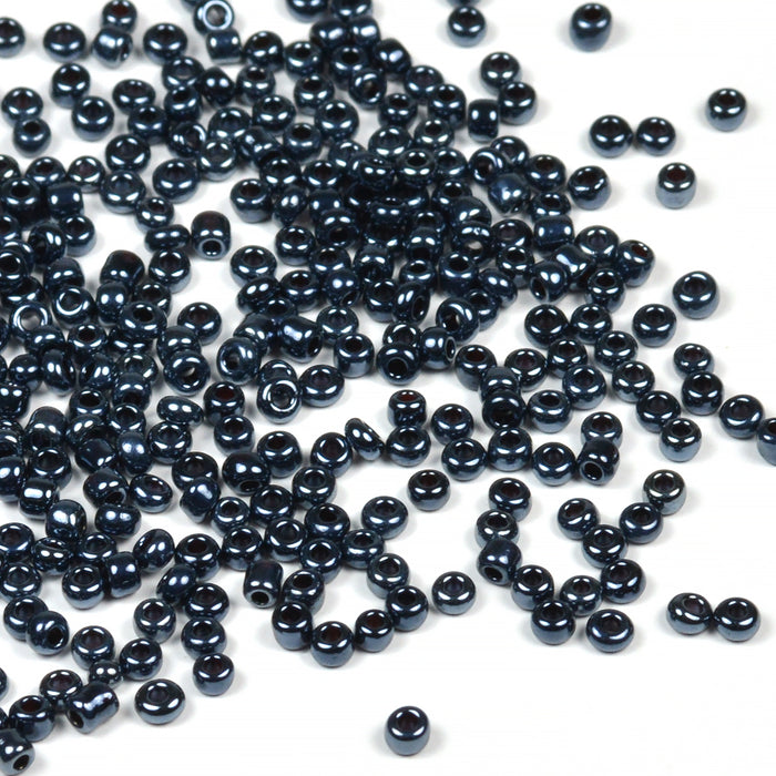 Seed Beads, 2mm, lustered svart, 30g