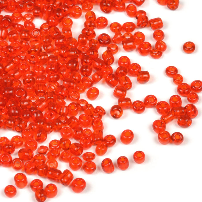 Seed Beads, 2mm, transparent röd, 30g