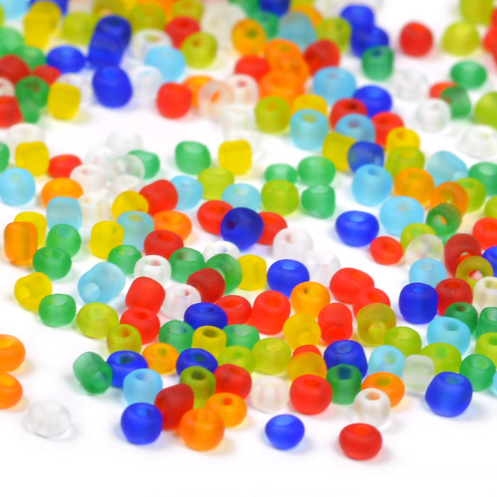 Seed Beads, 2mm, frosted-transparent mix, 30g