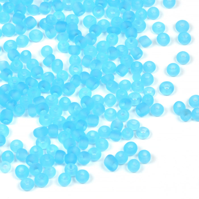 Seed Beads, 2mm, frostad-transparent ljusblå, 30g