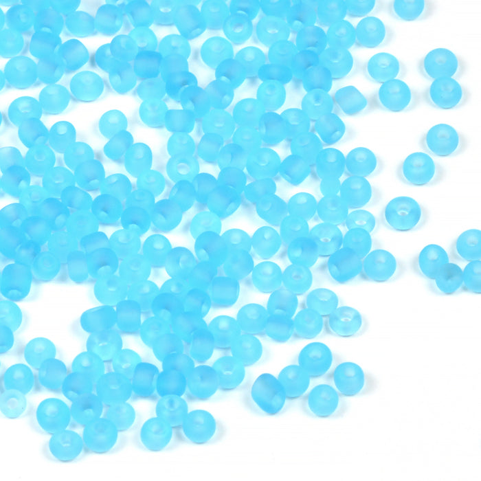 Seed Beads, 2mm, frosted-transparent light blue, 30g