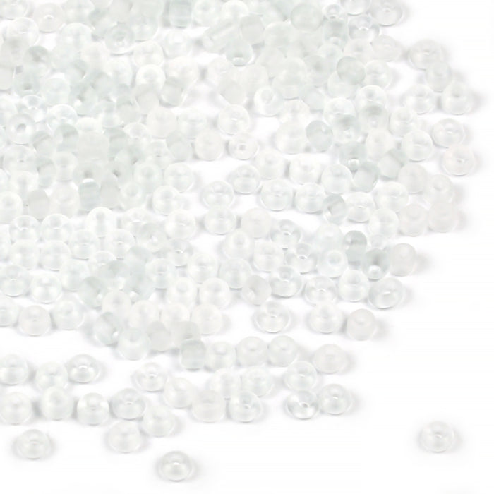 Frøperler, 2 mm, frostet-transparente hvite, 30g