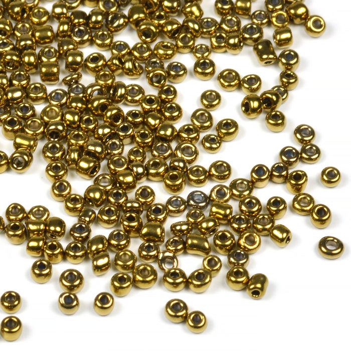 Seed Beads, 2mm, dark gold metallic, 30g