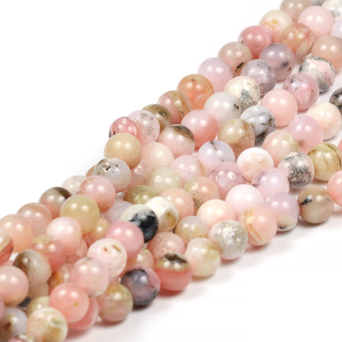 Pink opal beads, 6mm