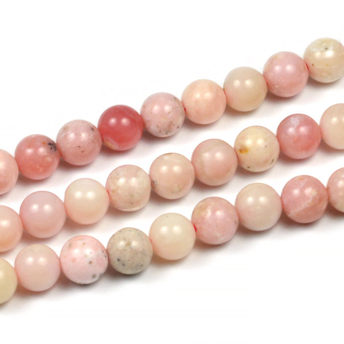 Pink opal beads, pink, 6mm