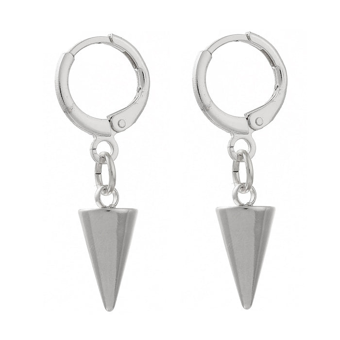 Stainless steel earrings, ring with cone, 1 pair