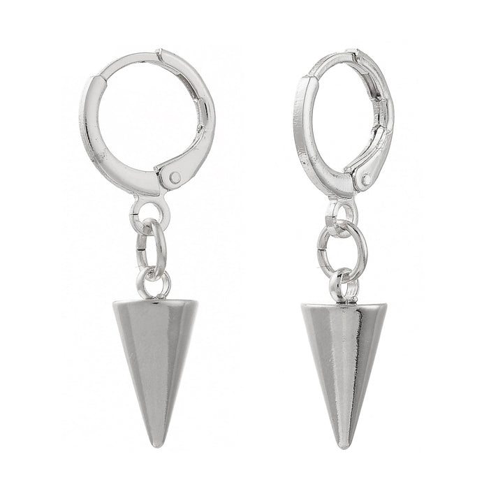 Stainless steel earrings, ring with cone, 1 pair