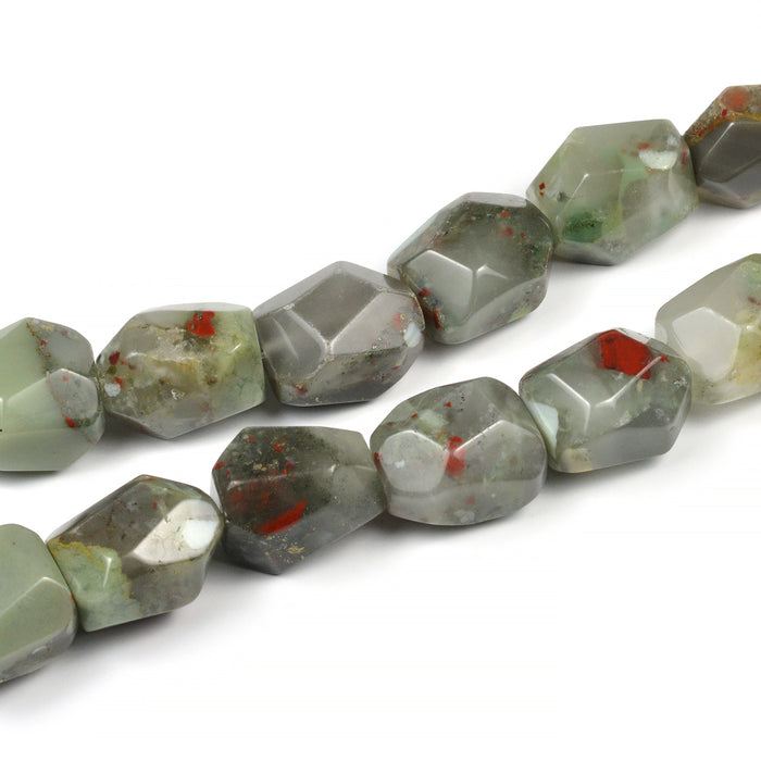 Bloodstone bumling, faceted, 12x17mm, 1pc