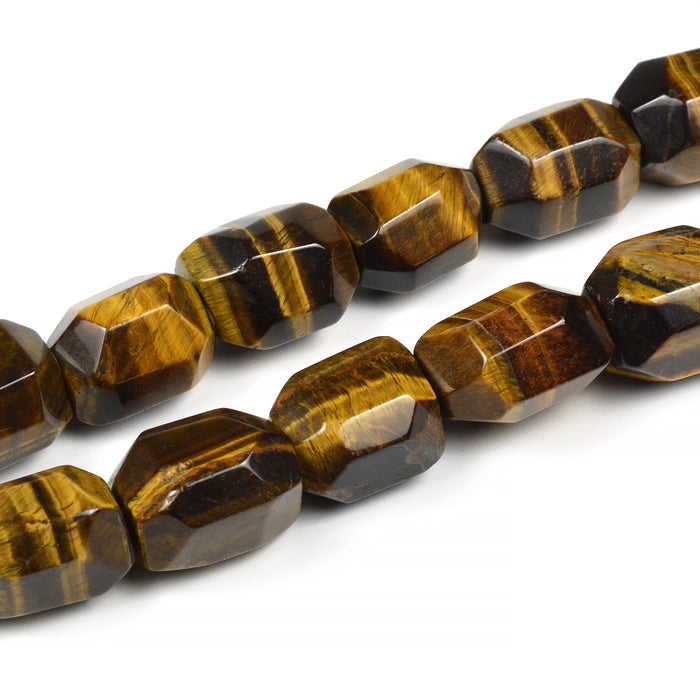 Tiger eye bumling, faceted, 15x20mm, 1pc