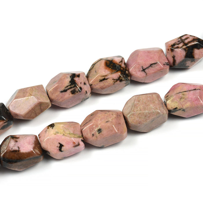 Rhodonite bumling, faceted, 12x17mm, 1pc