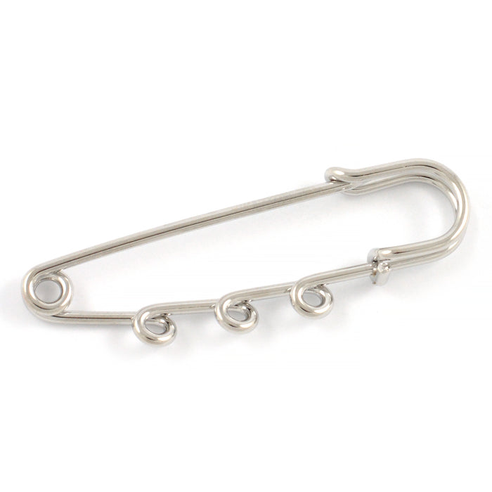 Kilt pin with 3 loops, platinum, 50mm, 1pc