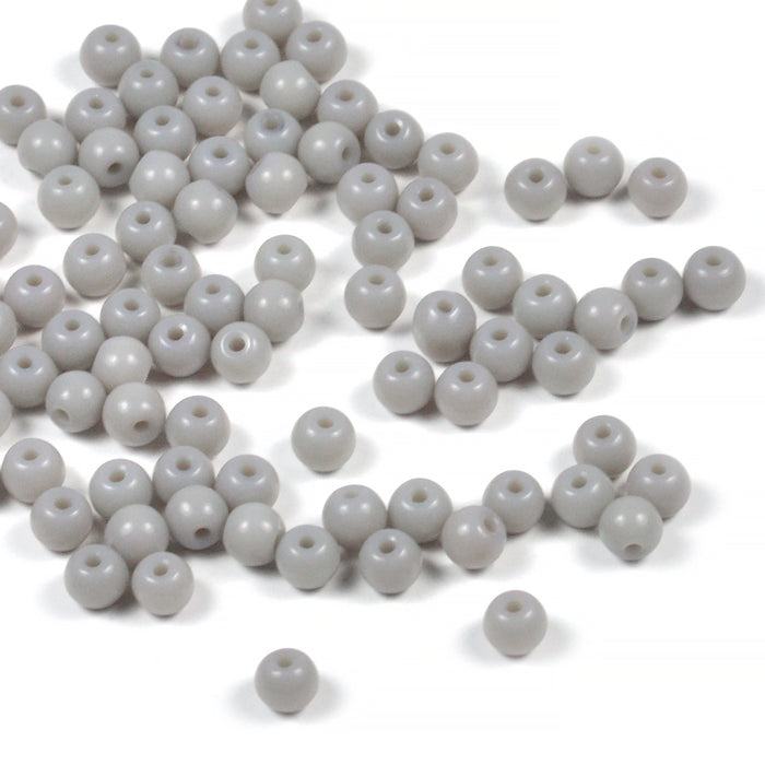 Seed Beads, 4mm, opaque light grey, 20g