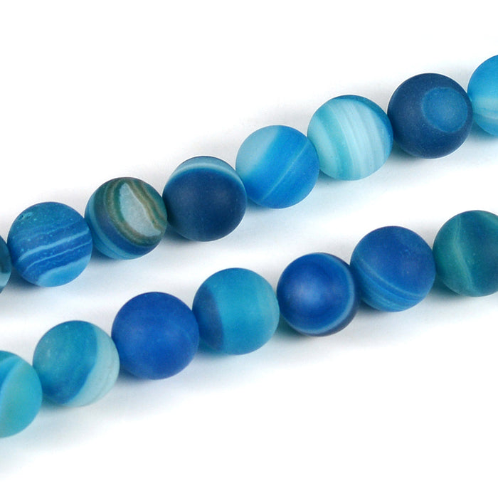 Lätt frostade agat pärlor "nyans", blå, 8mm
