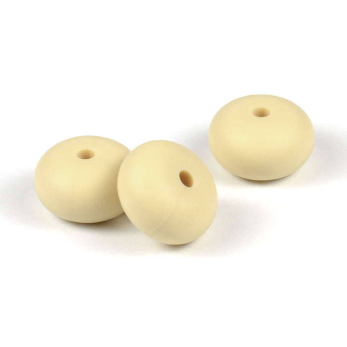 Abacus silicone beads, beige, 3 pcs