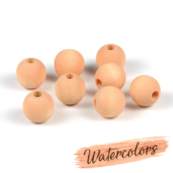 Wooden beads, 10mm, watercolors – apricot, 40pcs