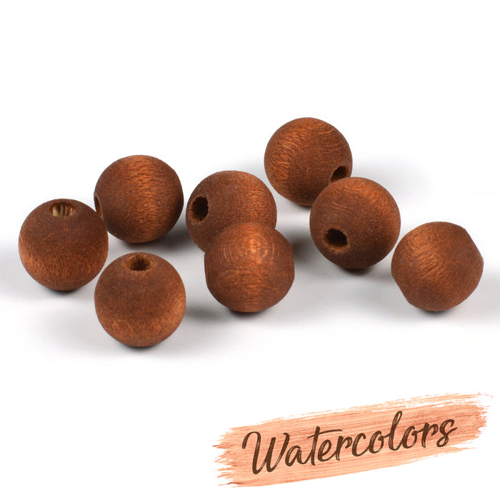 Wooden beads, 10mm, watercolors – walnut, 40pcs