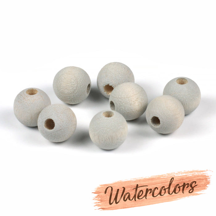 Wooden beads, 10mm, watercolors – grey, 40 pcs