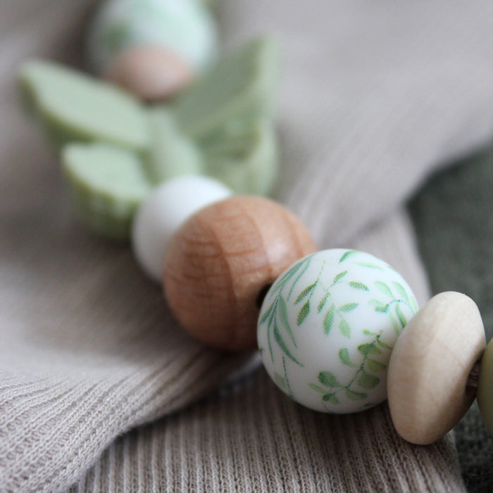 Silicone beads, greenery, 15mm