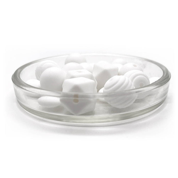 Set of silicone beads, "white mix", 19-pack