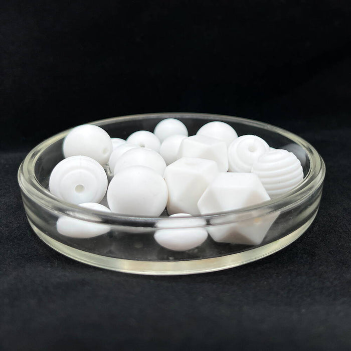 Set of silicone beads, "white mix", 19-pack