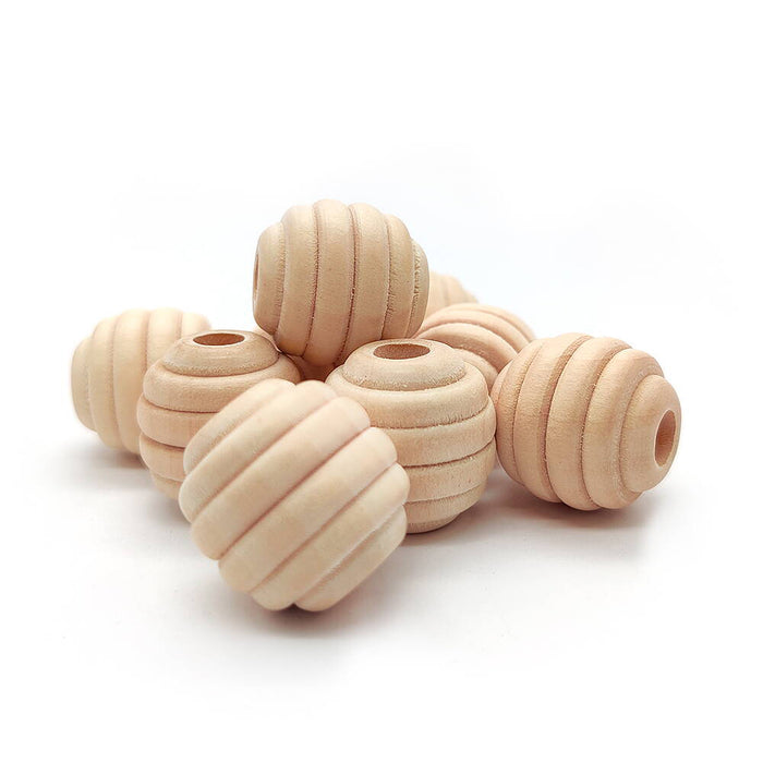 Grooved wooden beads 20mm, 2-pack