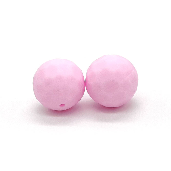 Faceted silicone bead, pastel pink, 15mm