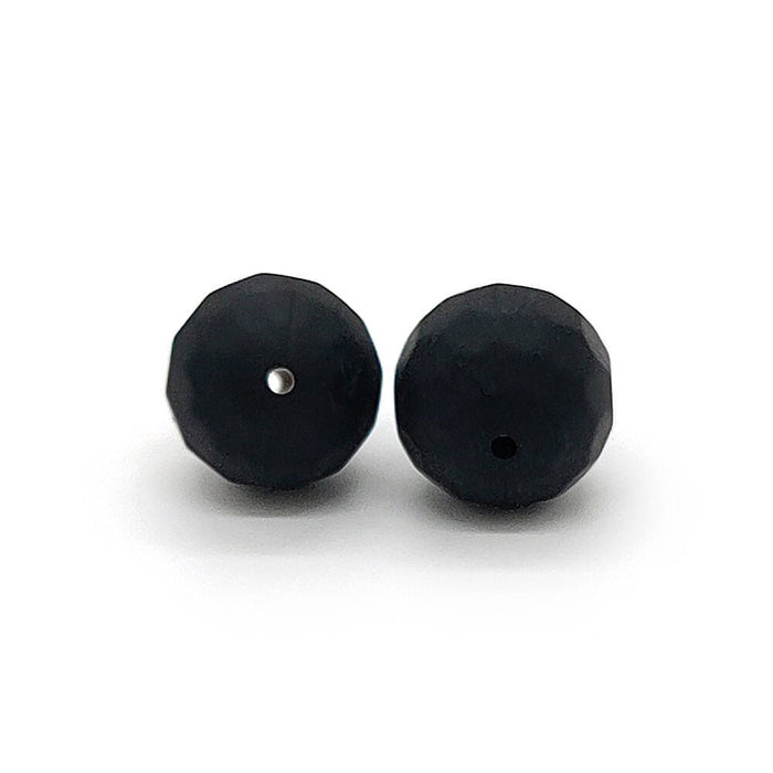 Faceted silicone bead, black, 15mm
