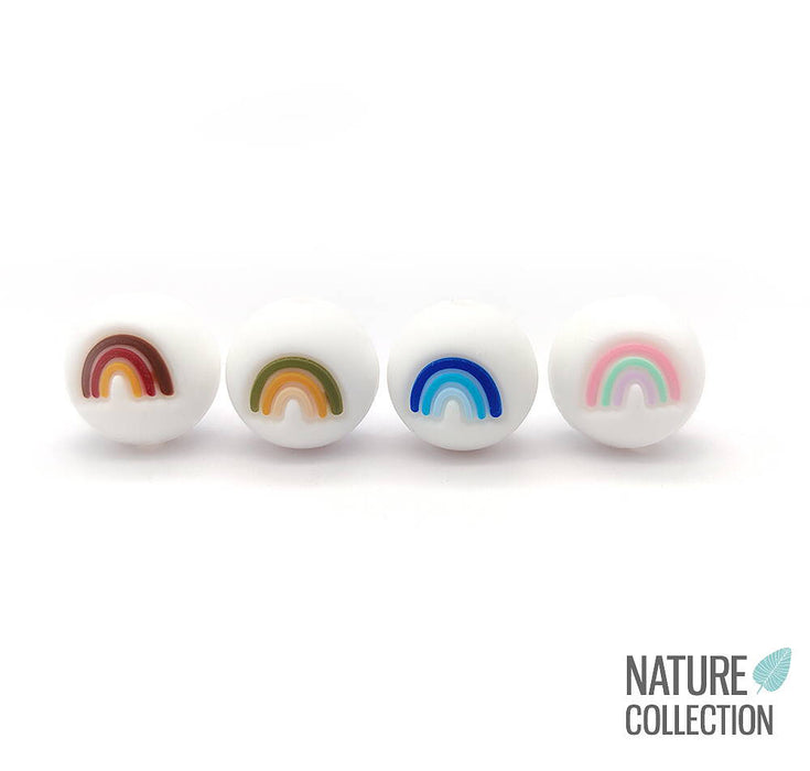 Silicone bead with rainbow, 15mm