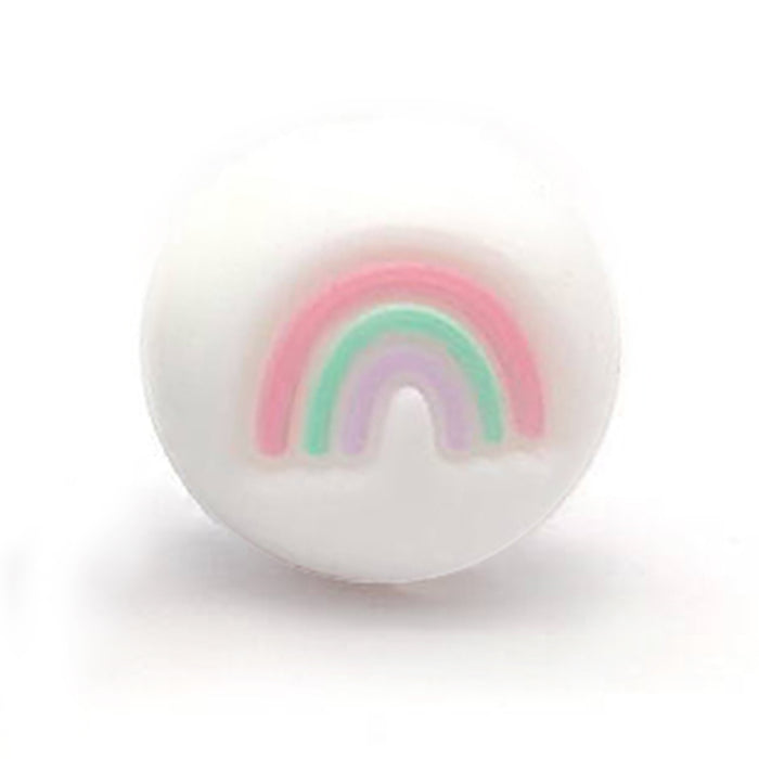 Silicone bead with rainbow, 15mm