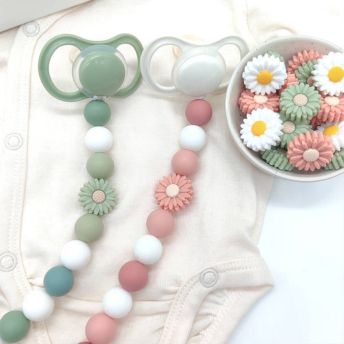 Motif bead in silicone, daisy