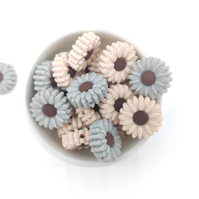 Motif bead in silicone, daisy