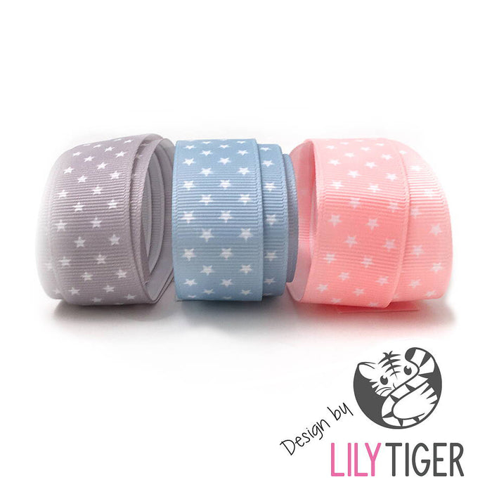 Currant ribbon with small stars, 22mm