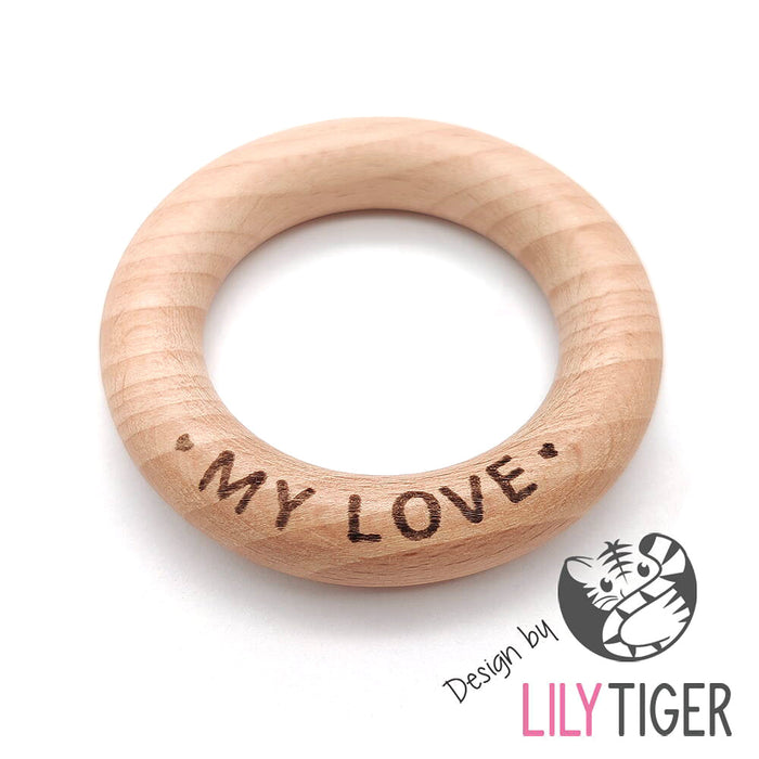 Engraved wooden ring "MY LOVE", 7cm