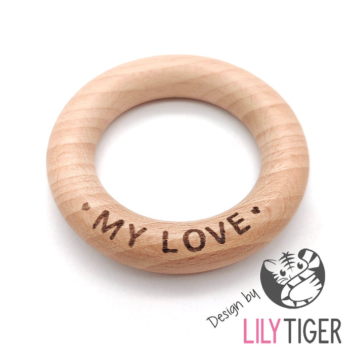 Engraved wooden ring "MY LOVE", 5.5cm
