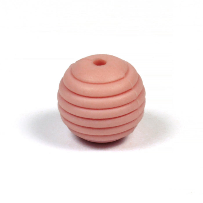 Fluted silicone bead, rose dawn, 15mm