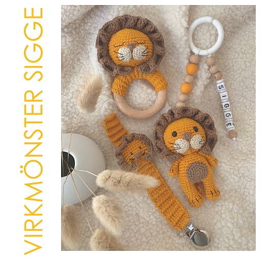 Crochet pattern, SIGGE 3-in-1 : Pendant, rattle &amp; pacifier holder