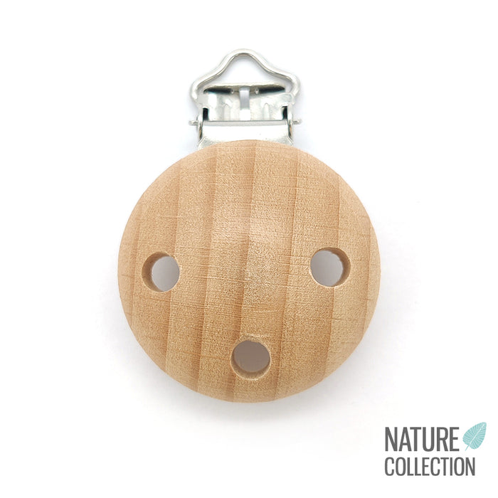 Wooden clip Premium Wood, round with ventilation hole, 35mm