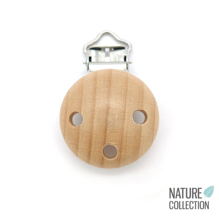 Wooden clip Premium Wood, round with ventilation hole, 30mm