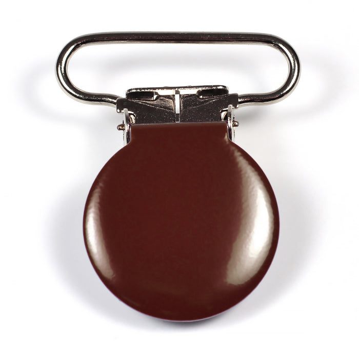 Metal clip, round, chocolate brown