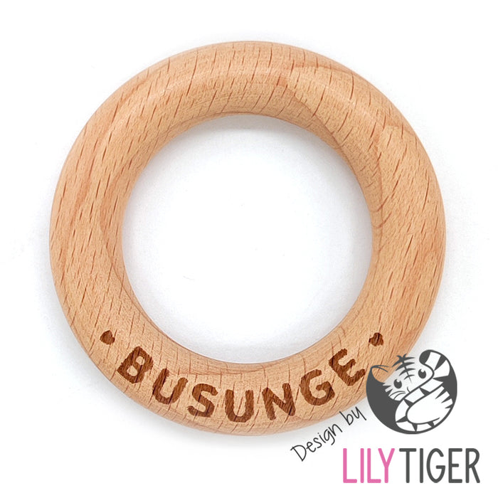 Engraved wooden ring "BUSUNGE", 5.5cm