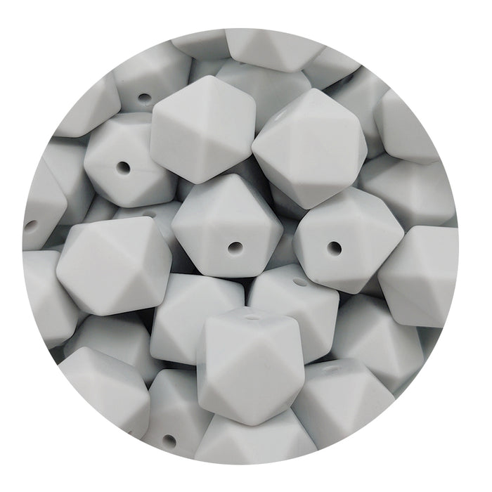 Angular silicone bead, light grey, 14mm