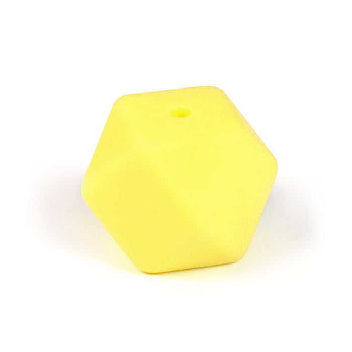 Angular silicone bead, pastel yellow, 14mm