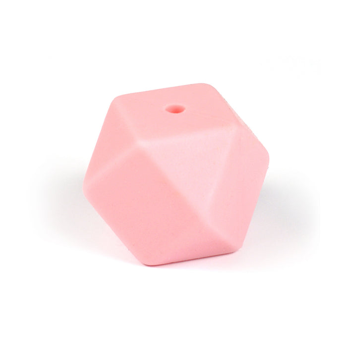 Angular silicone bead, light pink, 14mm