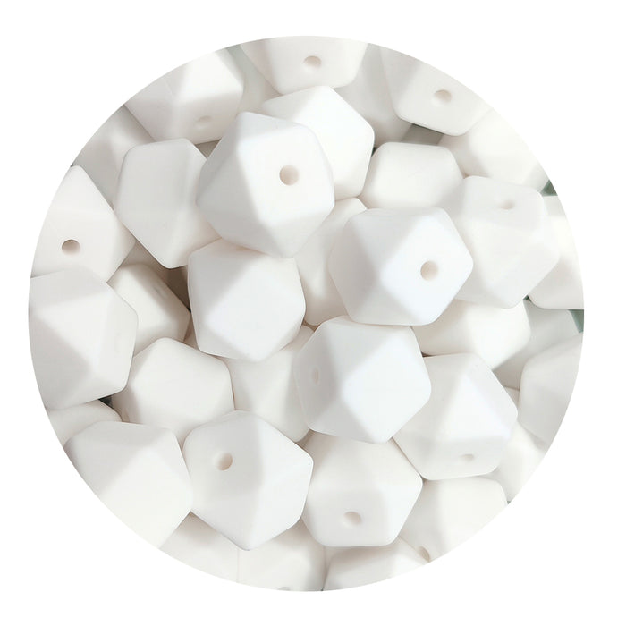Angular silicone bead, white, 14mm