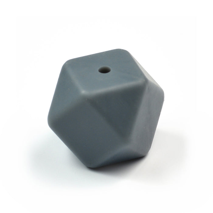 Angular silicone bead, dark grey, 14mm