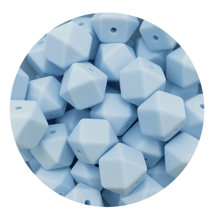 Angular silicone bead, light blue, 14mm